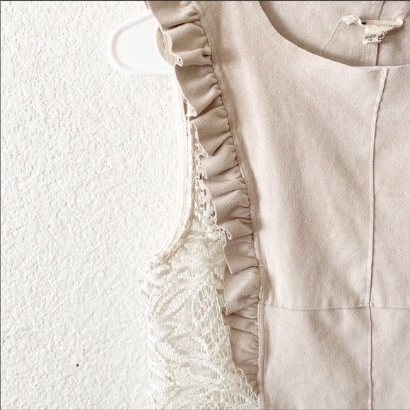 Anthropologie Hippie Vegan Suede Crochet Tank Top - Picture 2 of 5